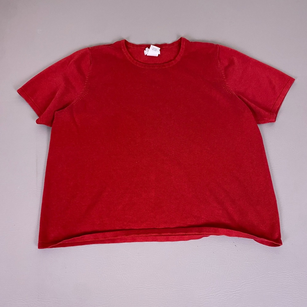 Liz Baker Sweater Top Woman Plus Size 2X Red Short Sleeve Crew Neck Cotton Blend